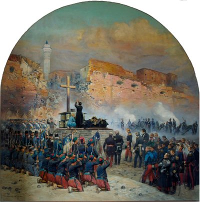 Funeral of General Count de Damremont in Front of the Breach of Constantine on October 18, 1837 by Jean Baptiste Edouard Detaille